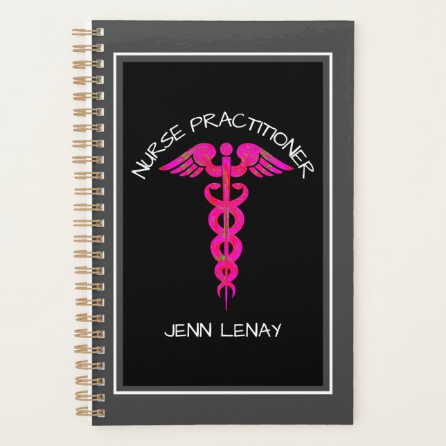 Krankenpfleger Ärztlicher Pink Caduceus Name Planer (Vorderseite)