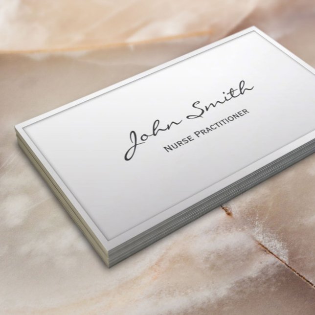 Krankenpfleger Eleganter weißer Rahmen Visitenkarte (Von Creator hochgeladen)