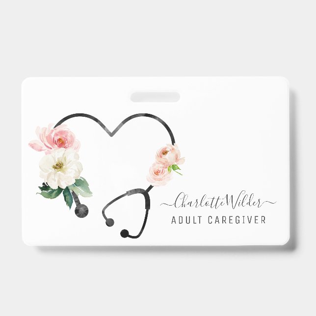 Krankenpfleger GesundheitsfloralStethoskop Ausweis (Front)