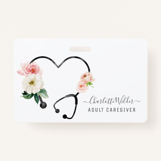 Krankenpfleger GesundheitsfloralStethoskop Ausweis (Vorderseite)