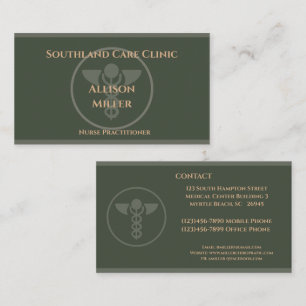 Krankenpfleger Green Caduceus Business Card Visitenkarte
