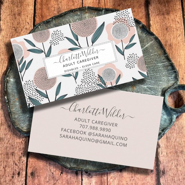 Krankenpfleger Hand Dragezeichnete Blumenkarte Visitenkarte (Von Creator hochgeladen)