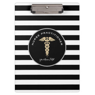 Krankenpfleger Medizinisches Monogramm Schwarz-wei Klemmbrett
