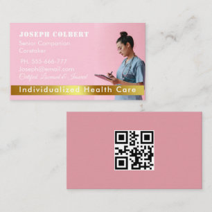 Krankenpfleger Moderne Rose Gold Medical QR Code Visitenkarte
