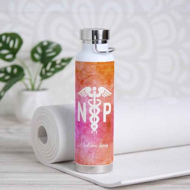 Krankenpfleger NP Pink Medical Personalisiert Trinkflasche (Yoga)