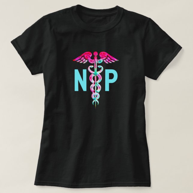 Krankenpfleger Pink Aquamarines medizinisches Symb T-Shirt (Design vorne)
