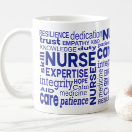 Krankenpfleger schätzen blaue Typografie-Schätzung Kaffeetasse