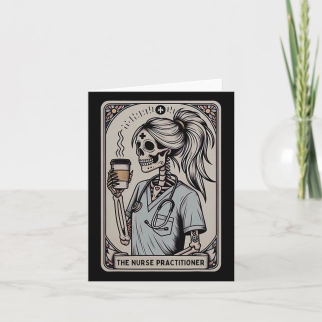 Krankenpfleger Tarot Card Skelett Halloween W Karte (Vorderseite)