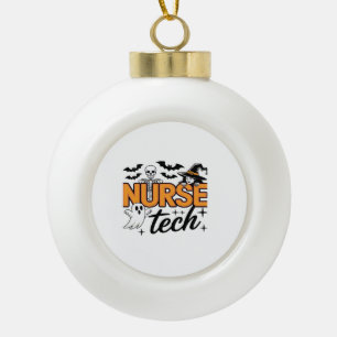Krankenpfleger Tech - Halloween - mit Skelett, Hex Keramik Kugel-Ornament