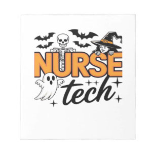 Krankenpfleger Tech - Halloween - mit Skelett, Hex Notizblock