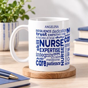 Krankenpfleger Werte Wraparound Blau Text Personal Kaffeetasse