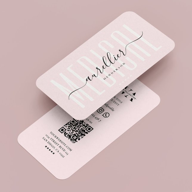 Krankenpflegerarzt Ästhetik Rosa Moderne Visitenkarte (Nurse Medical Doctor Aesthetic Pink Modern Business Card
)