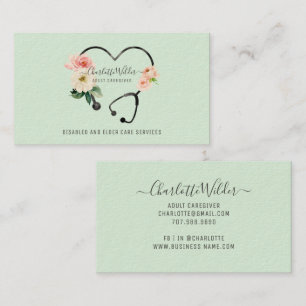 Krankenpflegerin floral Stethoscope Business Card Visitenkarte