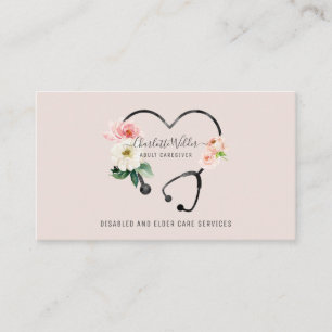 Krankenpflegerin floral Stethoscope Business Card Visitenkarte