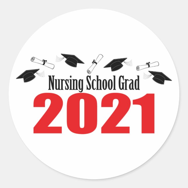 Krankenpflegeschule Grad 2021 - Karten und Diplome Runder Aufkleber (Vorderseite)