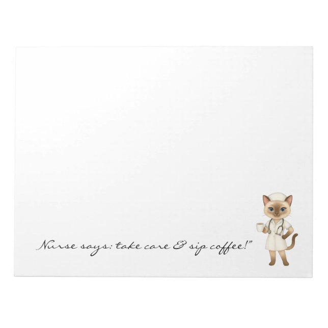 Krankenpflegeset Notepad mit Niedlichem Cat Holdin Notizblock (Vorderseite)
