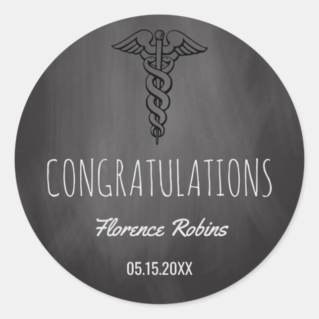 Krankenpflegestudium | Caduceus Abschluss Runder Aufkleber (Vorderseite)