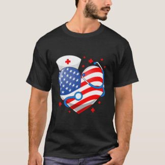 Krankenschwester 4. Juli Amerikanische Flagge Er S T-Shirt