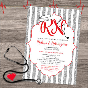 Krankenschwester-Abschluss-Party Einladung, rotes Einladung