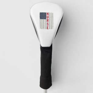 Krankenschwester Amerikanische Flagge Vintage Grav Golf Headcover