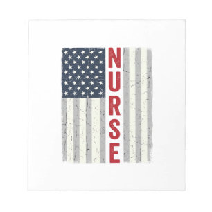 Krankenschwester Amerikanische Flagge Vintage Grav Notizblock