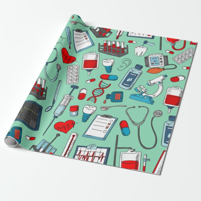 Krankenschwester, Arzt, medizinisches Berufliches  Geschenkpapier (Ungerollt)