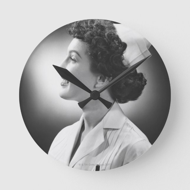Krankenschwester-Aufstellung Runde Wanduhr (Vorderseite)