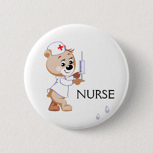 Krankenschwester-Bär Button