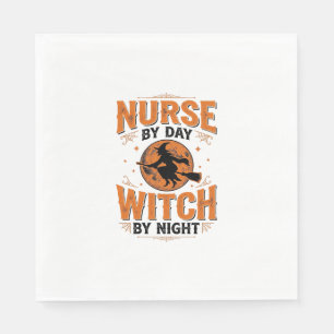 Krankenschwester bei Tag, Hexe bei Nacht Halloween Serviette
