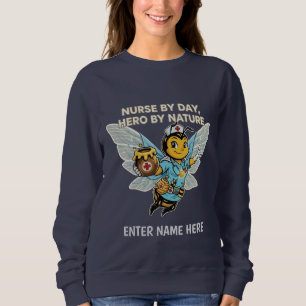Krankenschwester Biene Held Retro Zeichentrick Med Sweatshirt