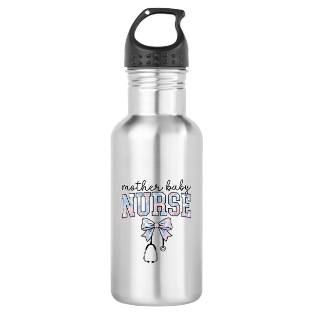 Krankenschwester Blumen-Schleife-Shirt-Design für  Edelstahlflasche (Vorderseite)