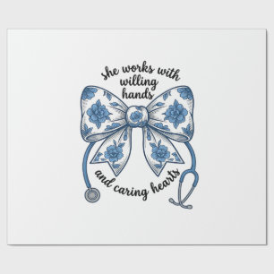 Krankenschwester Blumen-Schleife Stethoskop Vintag Geschenkpapier