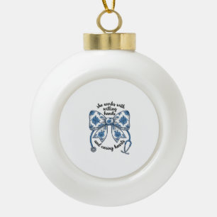 Krankenschwester Blumen-Schleife Stethoskop Vintag Keramik Kugel-Ornament