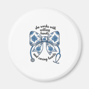 Krankenschwester Blumen-Schleife Stethoskop Vintag Magnet