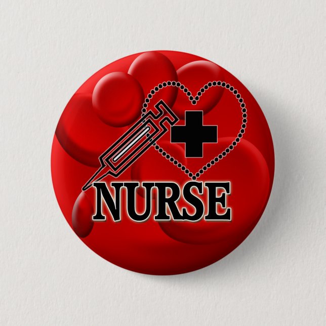 KRANKENSCHWESTER-BLUTZELLE-SPRITZE-HERZ-LOGO BUTTON (Vorderseite)