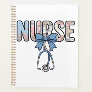 Krankenschwester-Bow-Stethoskop Vintage-Blumenmust Planer