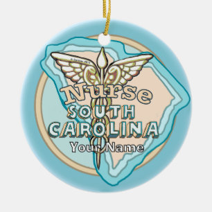 Krankenschwester Caduceus aus South Carolina  Keramik Ornament