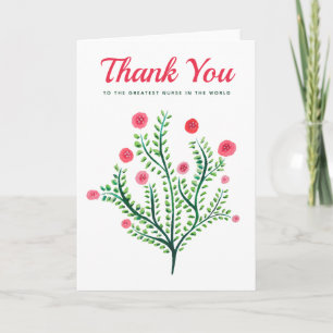 Krankenschwester danke Ihnen Watercolor Floral Karte