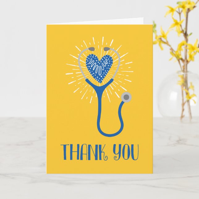 Krankenschwester Danke Stethoscope Blue Yellow Dan Karte (Gelbe Blume)