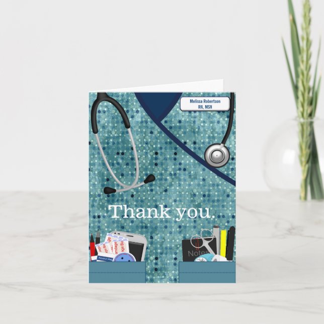 Krankenschwester Dankeschön-Karte in Gemustertem B Dankeskarte (Vorderseite)