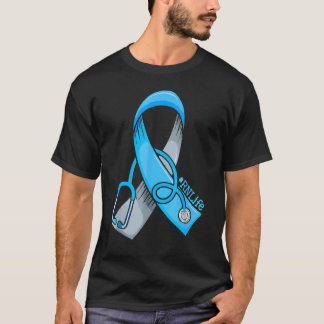 Krankenschwester Diabetes-Bewusstsein Blaues Band T-Shirt