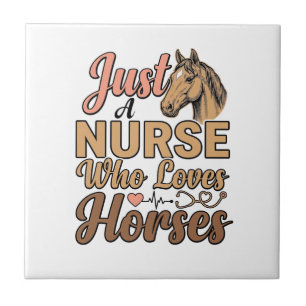 Krankenschwester, die Pferde liebt, Vintage-Sticke Fliese