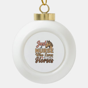 Krankenschwester, die Pferde liebt, Vintage-Sticke Keramik Kugel-Ornament