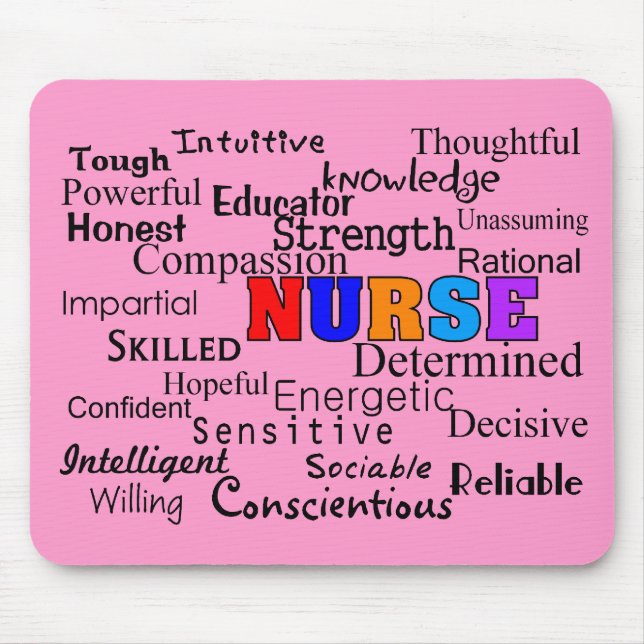 Krankenschwester, die Wort-Geschenke beschreibt Mousepad (Vorne)