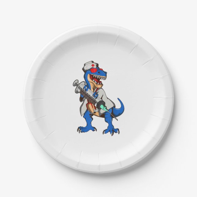 Krankenschwester Dinosaurier Krankenschwester Pappteller (Vorderseite)