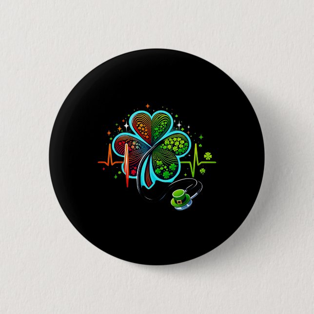 Krankenschwester Ekg Stethoskop Irischer Herzschla Button (Vorderseite)