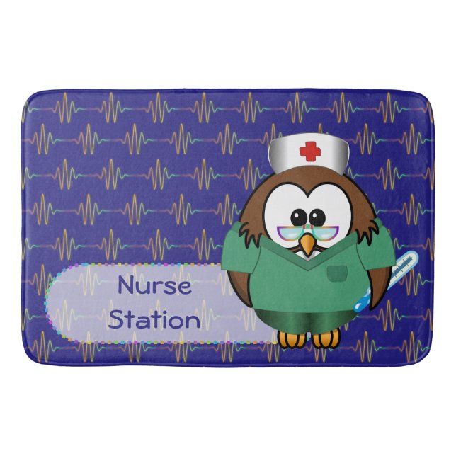 Krankenschwester Eule Badematte (Vorderseite)