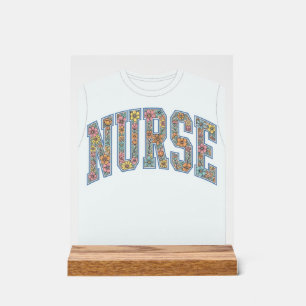Krankenschwester Floral Varsity-Lettering-Shirt-De Acrylschild