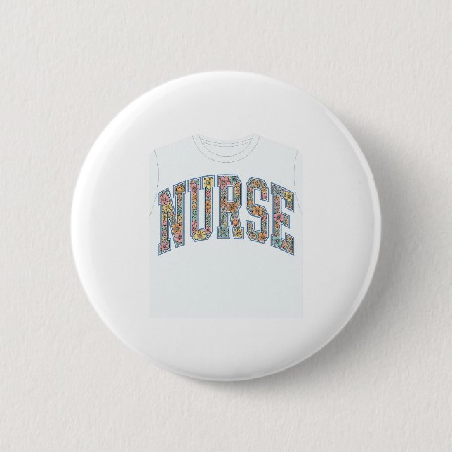 Krankenschwester Floral Varsity-Lettering-Shirt-De Button (Vorderseite)