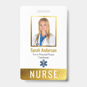 Krankenschwester Foto Logo Barcode Faux Gold Elega Ausweis